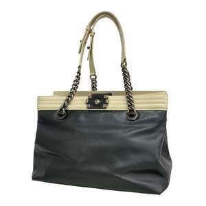 CHANEL Black Leather Tote Bag